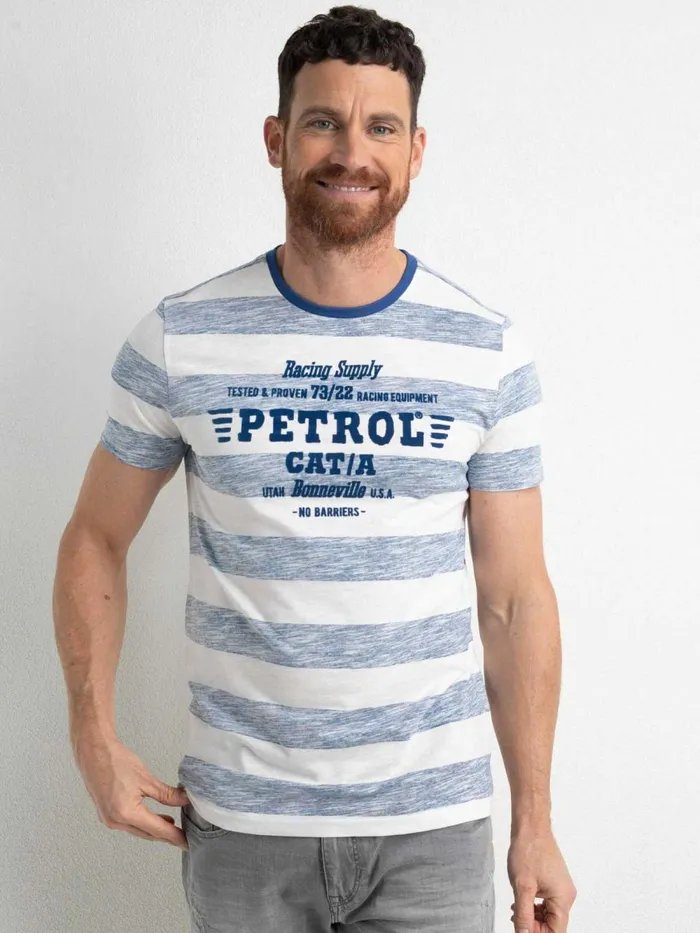 Men TShirts Petrol Industries Striped TShirt Chalk White