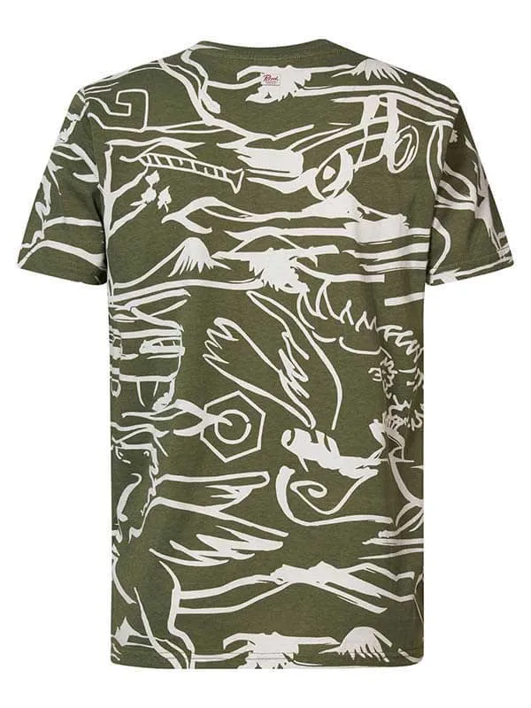 Men TShirts Petrol Industries TShirt With AllOver Print Dusty Army