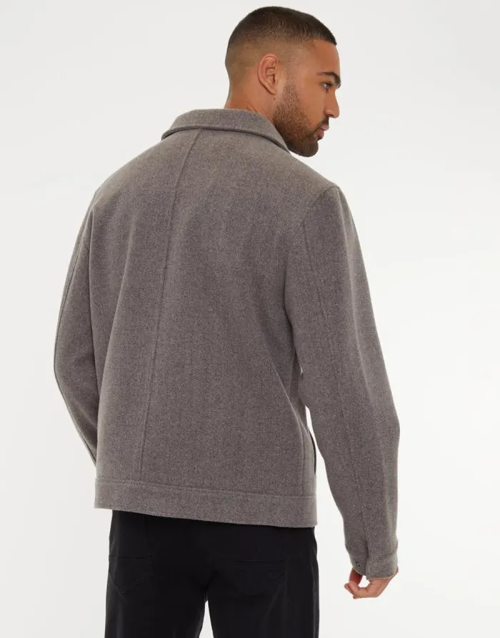 Men Taupe Marl Brushed Button Up Shacket Threadbare Jackets Men Taupe Marl Brushed Button Up Shacket Threadbare Jackets
