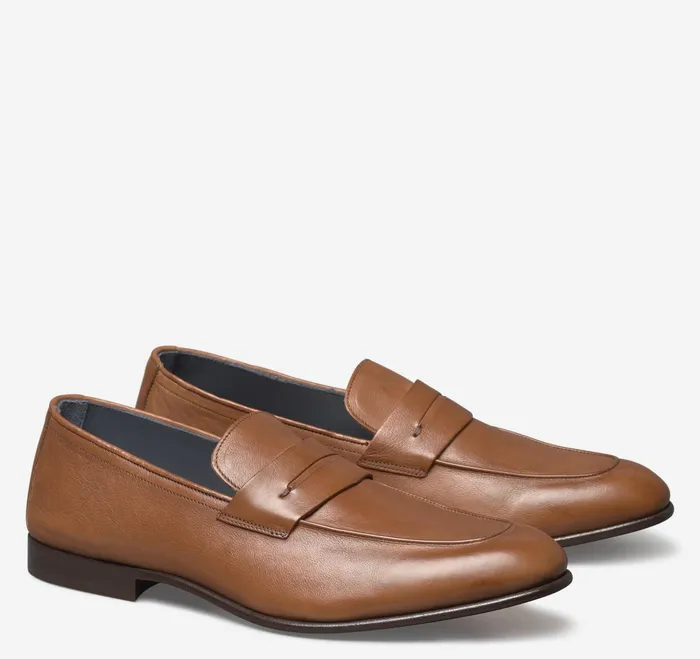 Men Taylor Penny Loafer Tan Italian Calfskin JohnstonandMurphy SlipOns and Loafers Men Taylor Penny Loafer Tan Italian Calfskin JohnstonandMurphy SlipOns and Loafers