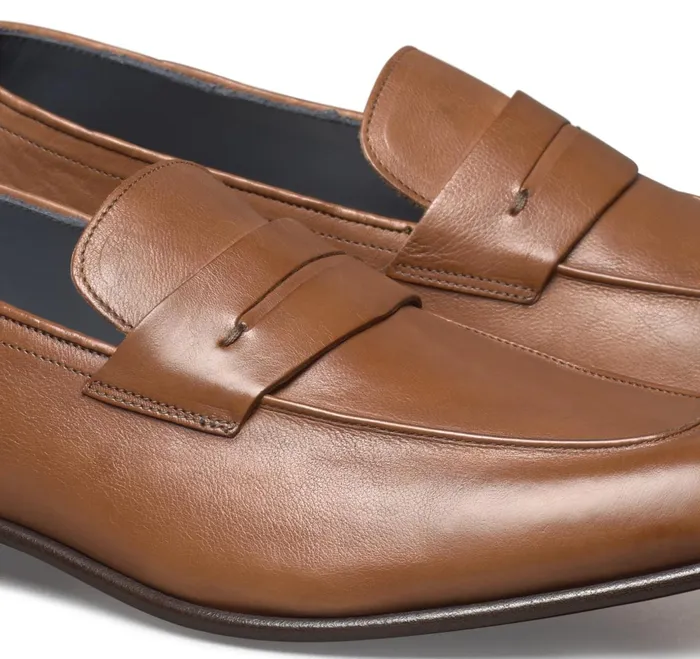 Men Taylor Penny Loafer Tan Italian Calfskin JohnstonandMurphy SlipOns and Loafers Men Taylor Penny Loafer Tan Italian Calfskin JohnstonandMurphy SlipOns and Loafers