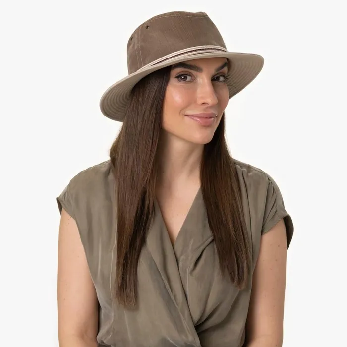 Men Traveler Hats Mayser Menowin Twotone Fabric Hat Khaki Men Traveler Hats Mayser Menowin Twotone Fabric Hat Khaki