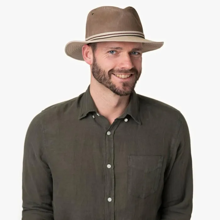 Men Traveler Hats Mayser Menowin Twotone Fabric Hat Khaki Men Traveler Hats Mayser Menowin Twotone Fabric Hat Khaki