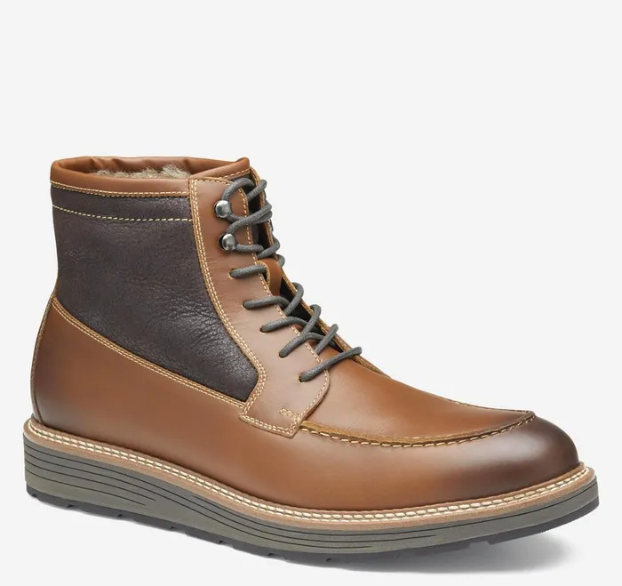 Men Upton Lug Shearling Moc Toe Boot Dark Tan Waterproof Full Grain JohnstonandMurphy LaceUps Men Upton Lug Shearling Moc Toe Boot Dark Tan Waterproof Full Grain JohnstonandMurphy LaceUps