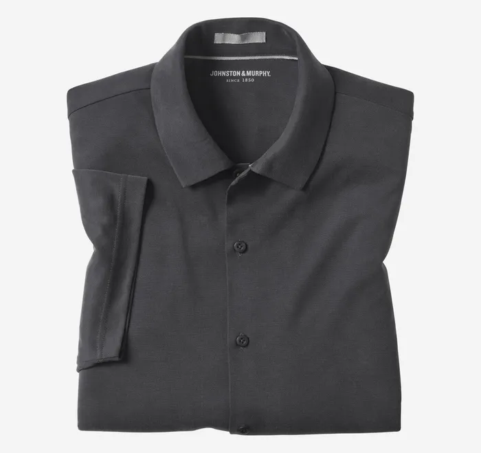 Men Vintage Birdseye ButtonFront Shirt Black JohnstonandMurphy ShortSleeve Shirts Men Vintage Birdseye ButtonFront Shirt Black JohnstonandMurphy ShortSleeve Shirts