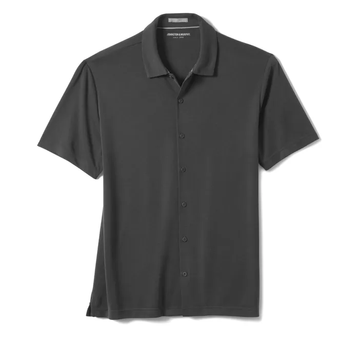 Men Vintage Birdseye ButtonFront Shirt Black JohnstonandMurphy ShortSleeve Shirts Men Vintage Birdseye ButtonFront Shirt Black JohnstonandMurphy ShortSleeve Shirts