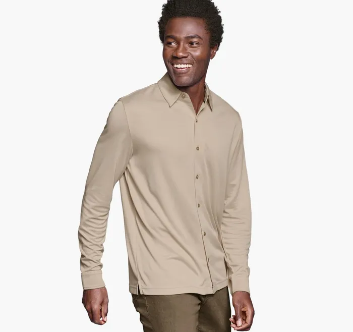 Men Vintage Birdseye ButtonFront Tan JohnstonandMurphy Shirts Men Vintage Birdseye ButtonFront Tan JohnstonandMurphy Shirts