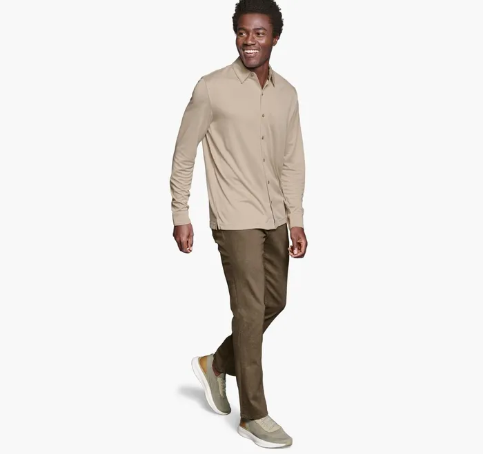 Men Vintage Birdseye ButtonFront Tan JohnstonandMurphy Shirts Men Vintage Birdseye ButtonFront Tan JohnstonandMurphy Shirts
