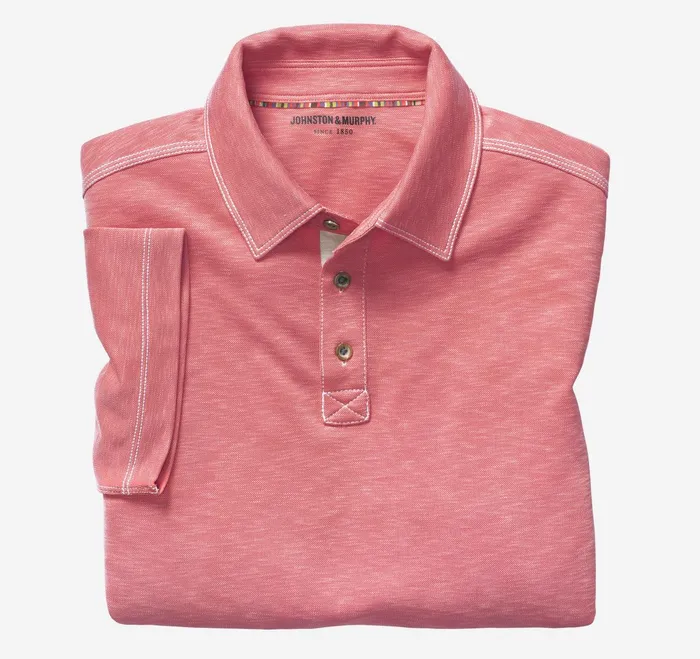 Men Vintage Slub Polo Coral JohnstonandMurphy Polos and Tees