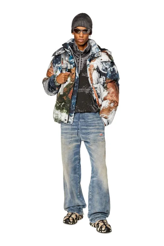 Men WRolfysFdPrint Blackwhite Diesel Outerwear And Jackets