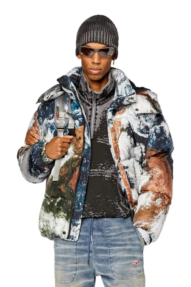 Men WRolfysFdPrint Blackwhite Diesel Outerwear And Jackets Men WRolfysFdPrint Blackwhite Diesel Outerwear And Jackets