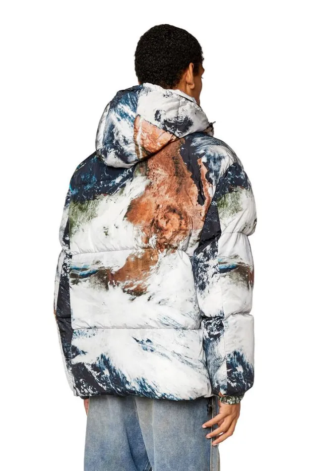 Men WRolfysFdPrint Blackwhite Diesel Outerwear And Jackets Men WRolfysFdPrint Blackwhite Diesel Outerwear And Jackets