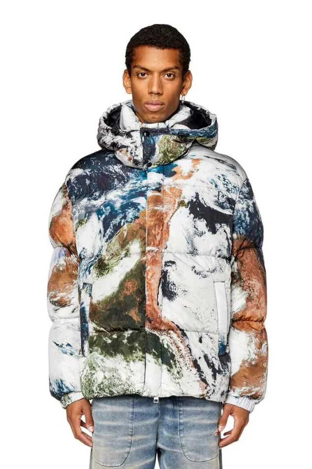 Men WRolfysFdPrint Blackwhite Diesel Outerwear And Jackets Men WRolfysFdPrint Blackwhite Diesel Outerwear And Jackets