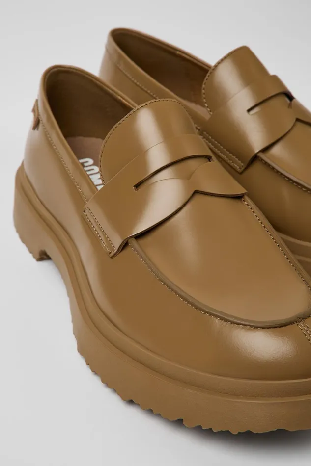 Men Walden Brown Leather Moccasin Camper Formal Shoes