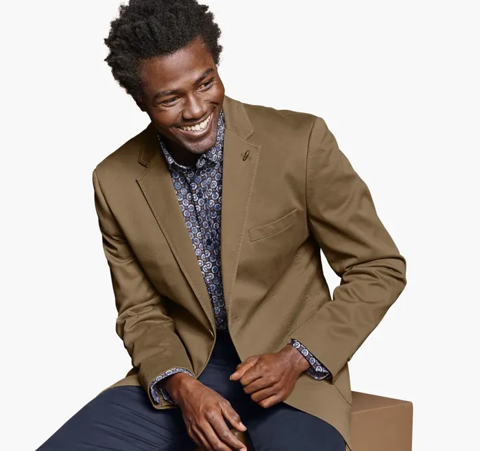 Men Washed Cotton Blazer Brown JohnstonandMurphy Blazers