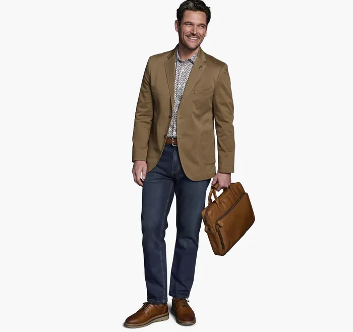 Men Washed Cotton Blazer Brown JohnstonandMurphy Blazers Men Washed Cotton Blazer Brown JohnstonandMurphy Blazers