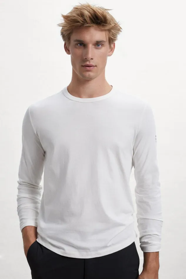 Men White Barth LongSleeved TShirt Ecoalf TShirts