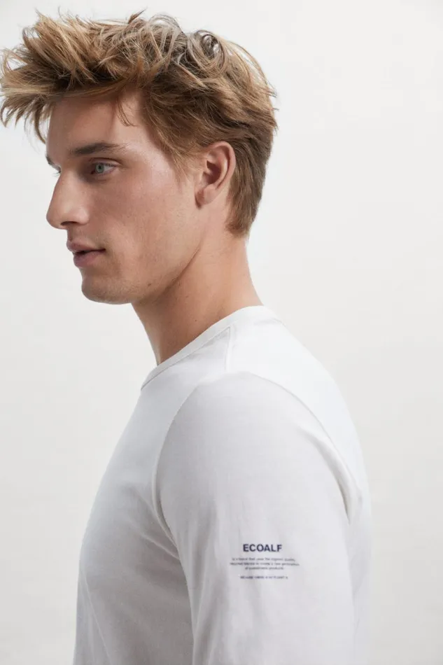 Men White Barth LongSleeved TShirt Ecoalf TShirts