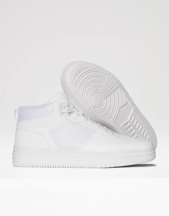Men White Sport Panel High Top Trainers Threadbare Trainers Men White Sport Panel High Top Trainers Threadbare Trainers