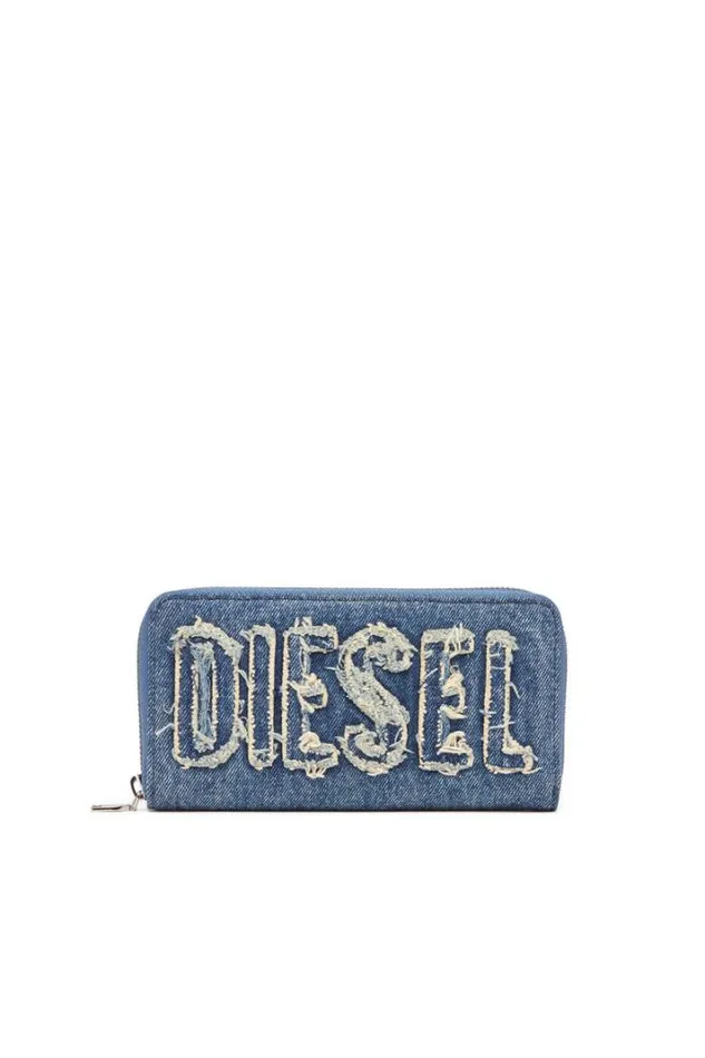 MenWomen Continental Zip L Blue Diesel Wallets
