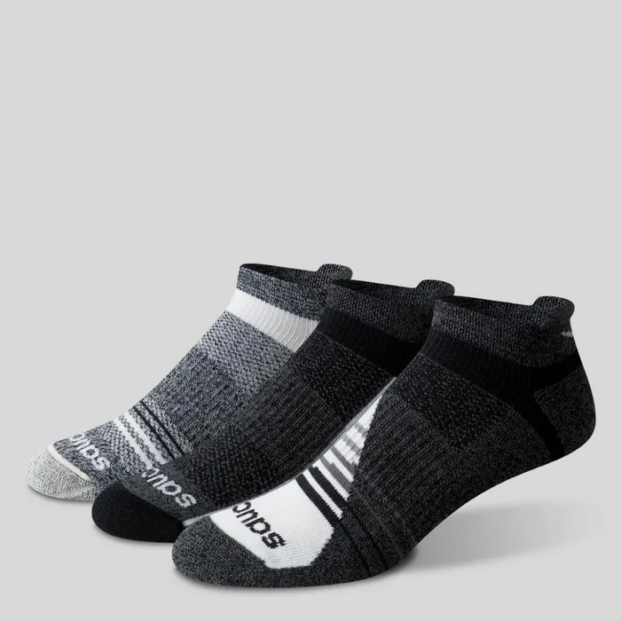 MenWomen Inferno Merino Wool Blend No Show 3Pack Sock Grey Marl Saucony Socks