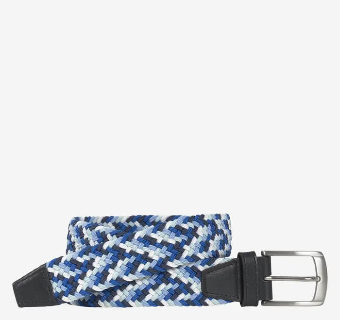Men Woven StretchKnit Belt Blue Multi JohnstonandMurphy Belts
