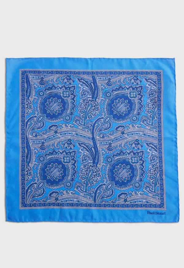 Mens Paulstuart Printed Habotai Silk Paisley Pocket Square Indigo Pocket Squares Mens Paulstuart Printed Habotai Silk Paisley Pocket Square Indigo Pocket Squares