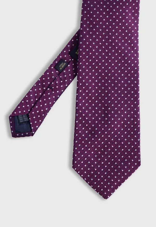 Mens Paulstuart Woven Silk Micro Dot Tie Berry Ties