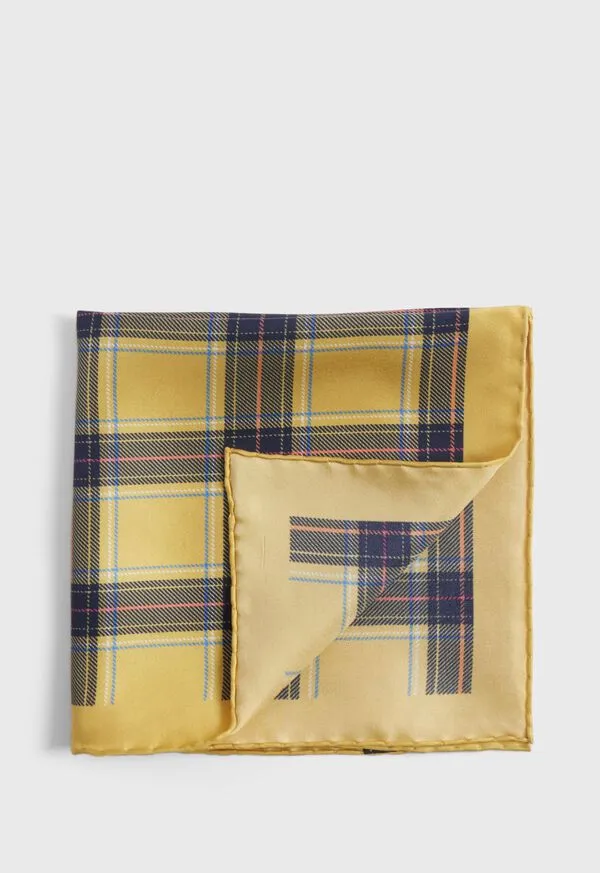 Mens Pocket Squares Paulstuart Silk Plaid Print Pocket Square Berry