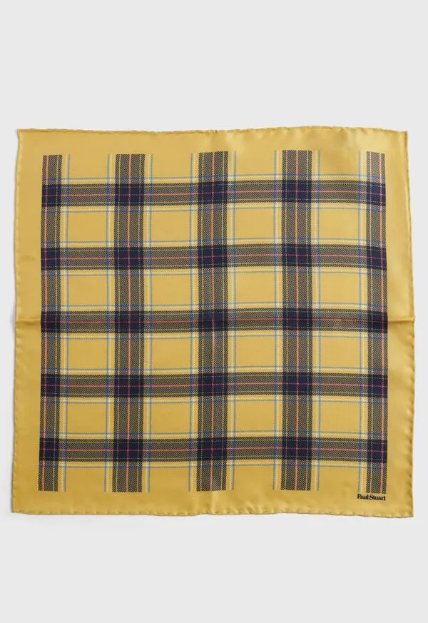 Mens Pocket Squares Paulstuart Silk Plaid Print Pocket Square Berry