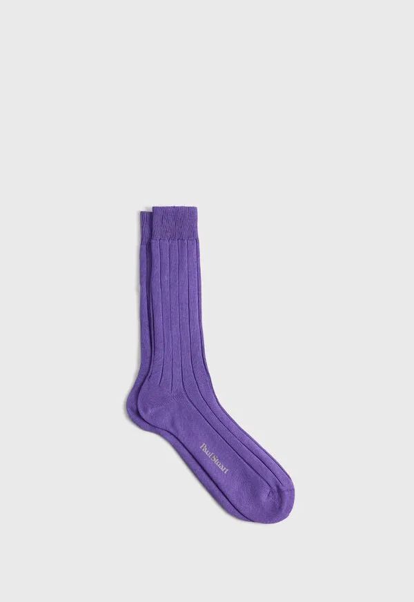 Mercerized Cotton Ribbed Sock Denim Mens Socks Paulstuart