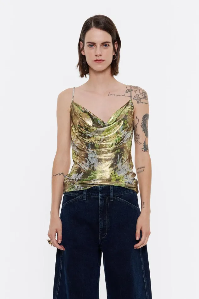 Metallic Black Mimosa Top Mimosa Black Women Bimba Y Lola TShirts Metallic Black Mimosa Top Mimosa Black Women Bimba Y Lola TShirts