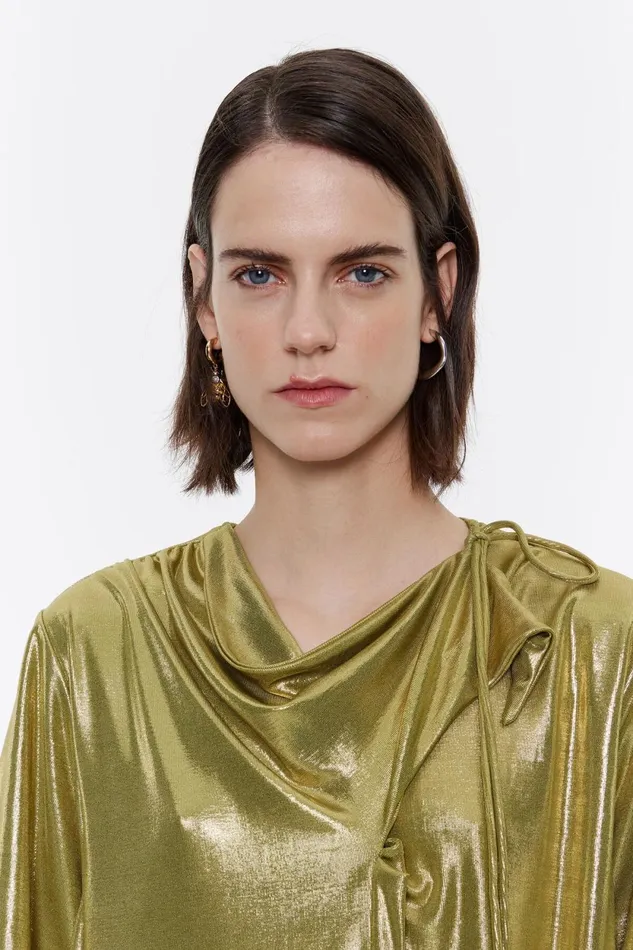 Metallic Olive Scarf Tshirt Olive Women Bimba Y Lola TShirts Metallic Olive Scarf Tshirt Olive Women Bimba Y Lola TShirts