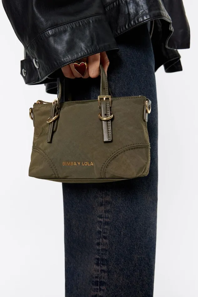 Mini Khaki Nylon Shopper Bag Khaki Women Bimba Y Lola Crossbody Bags Mini Khaki Nylon Shopper Bag Khaki Women Bimba Y Lola Crossbody Bags