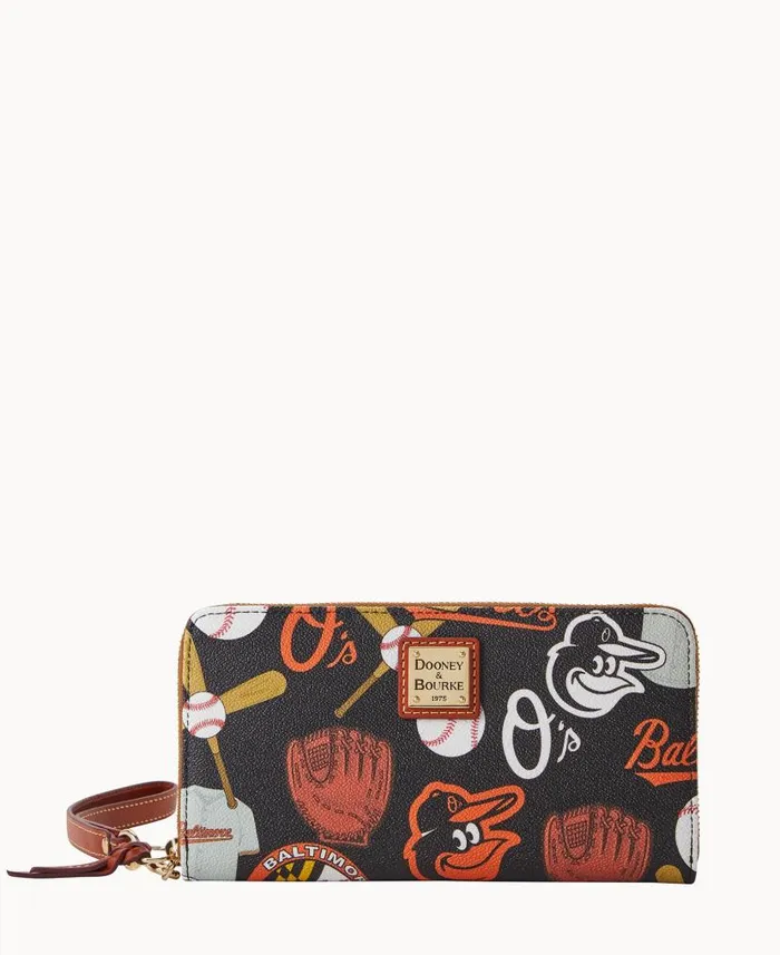 MLB Orioles Large Zip Around Wristlet Orioles ManWoman Dooney and Bourke Wallets