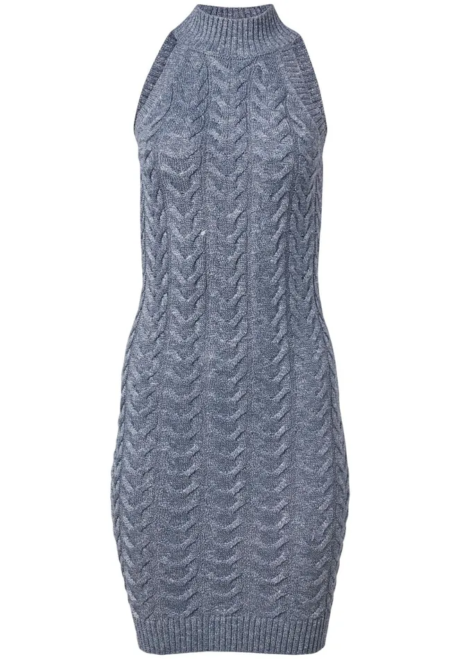 MOCK NECK SWEATER DRESS Blue Multi Women VENUS Sweater Dresses