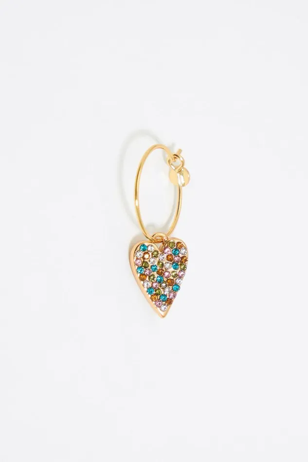 Multicolor Crystals Heart Hoop Earrings Gold Women Bimba Y Lola Jewelry Multicolor Crystals Heart Hoop Earrings Gold Women Bimba Y Lola Jewelry