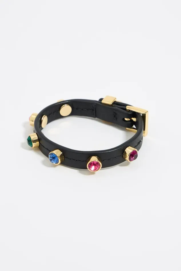Multicolor Crystals Strap Bracelet Black Women Bimba Y Lola Jewelry