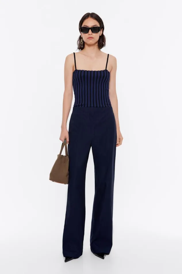 Navy Blue Cotton Seam Trousers Navy Women Bimba Y Lola Trousers Navy Blue Cotton Seam Trousers Navy Women Bimba Y Lola Trousers