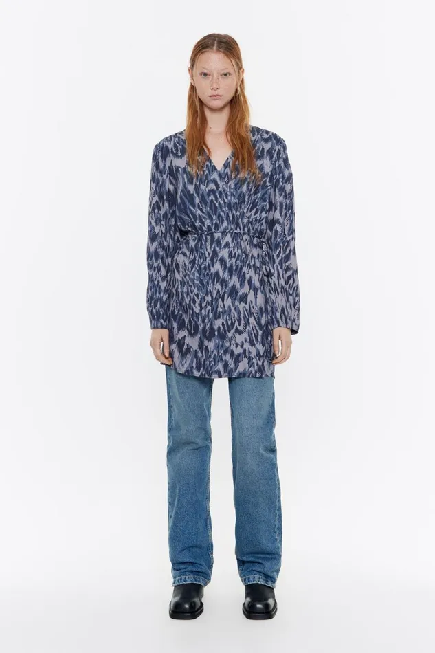 Navy Blue Plumancha Wrap Dress Plumancha Navy Women Bimba Y Lola Dresses And Jumpsuits