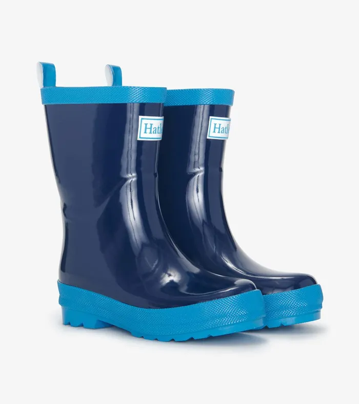 Navy Shiny Rain Boots Hatley