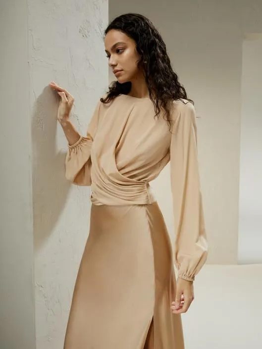Nipped Waist Crpe De Chine Blouse Women Blouses Lilysilk Shirts