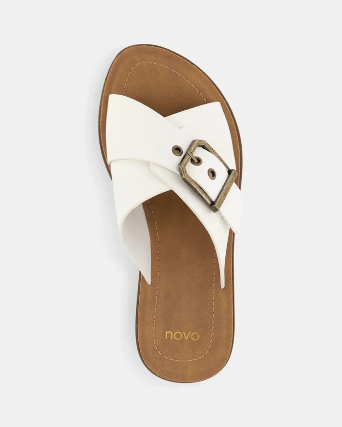 NOVO Shoes Flat Sandals Women SIDNIE WHITE Sandals