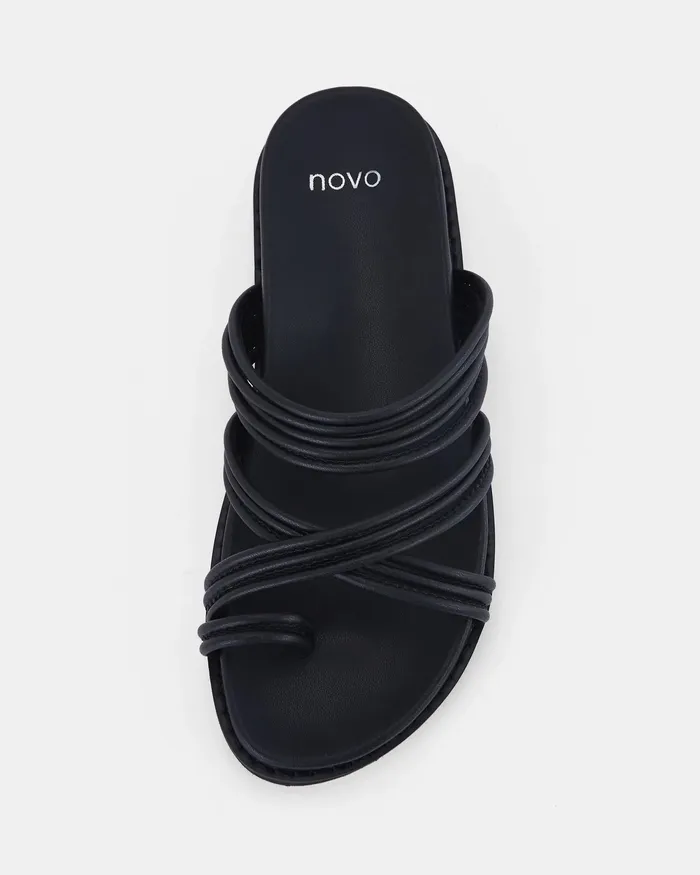 NOVO Shoes SALICE BLACK Flatform Women Slides