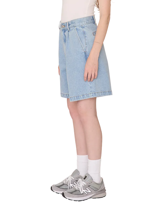 OBEY Clothing BOTTOMS Women ELI II DENIM PLEATED SHORT Cirrus