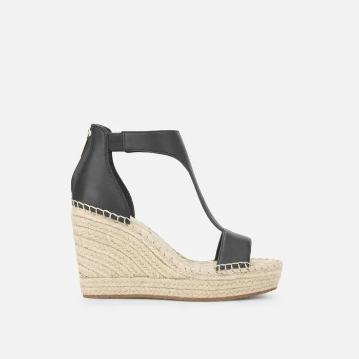 Olivia Leather TStrap Sandal Black Women Kenneth Cole Sandals
