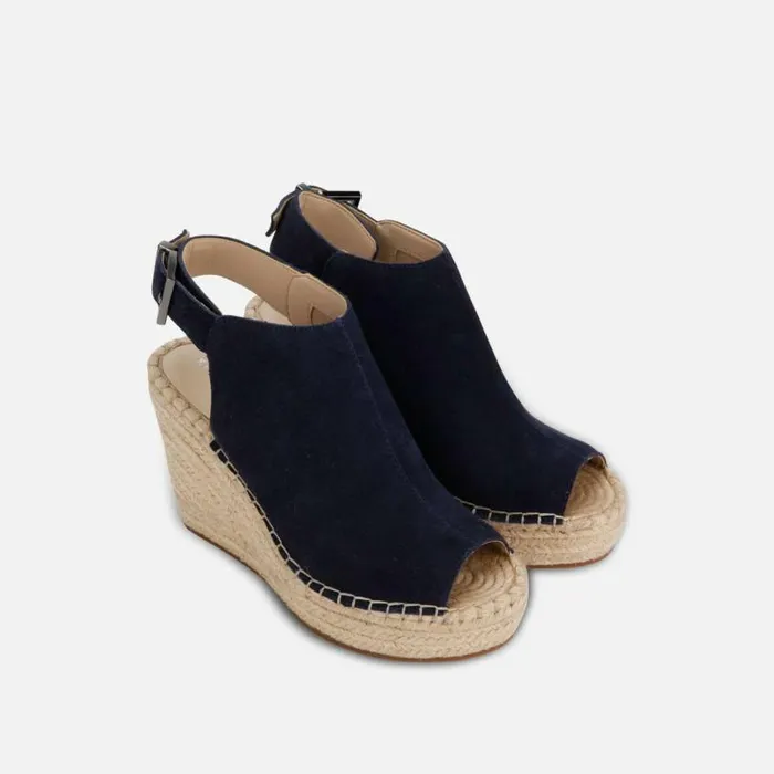 Olivia Suede Espadrille Wedge Navy Women Kenneth Cole Sandals