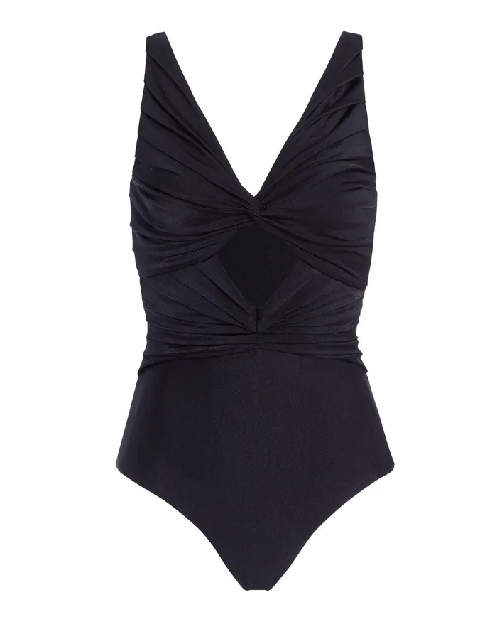 One Pieces Women PatBO Pleated CutOut One Piece FINAL SALE