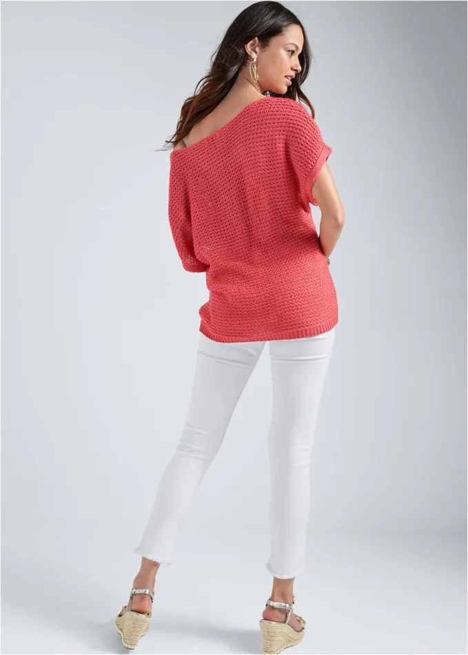 OPEN KNIT SWEATER Coral Women VENUS Pullover