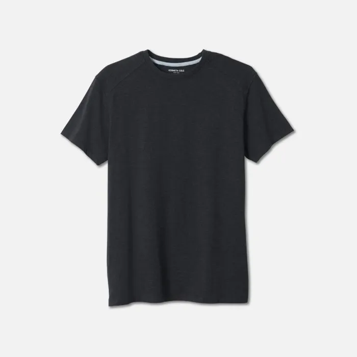 Organic Cotton Blend Crew Neck Tee In Heathered Black Charcoal Men Kenneth Cole TShirts Polos